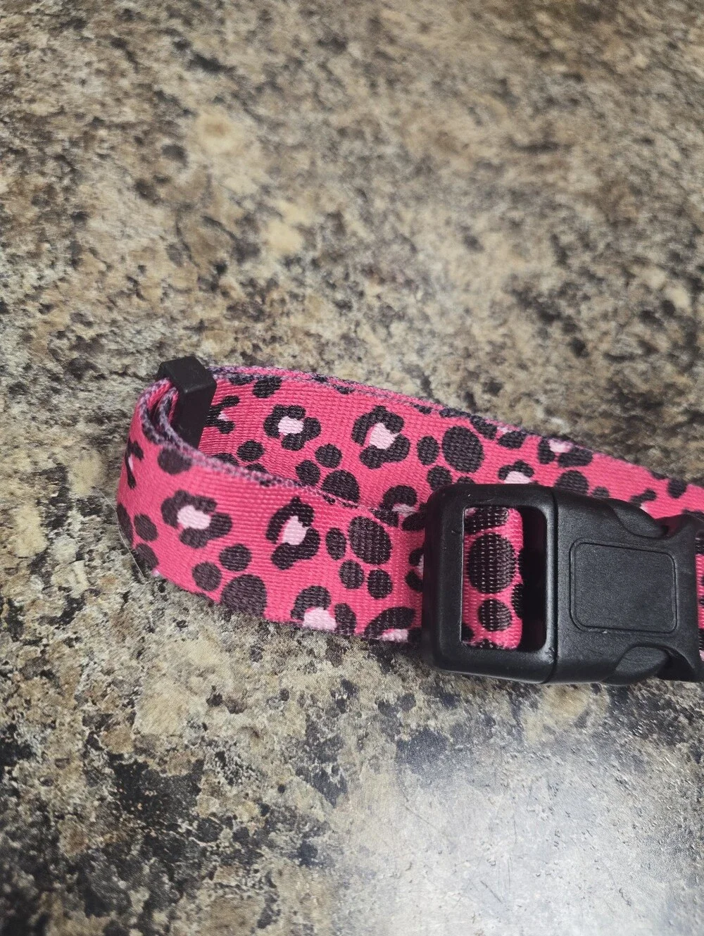Pink Leopard Print Adjustable Collar with D-Ring